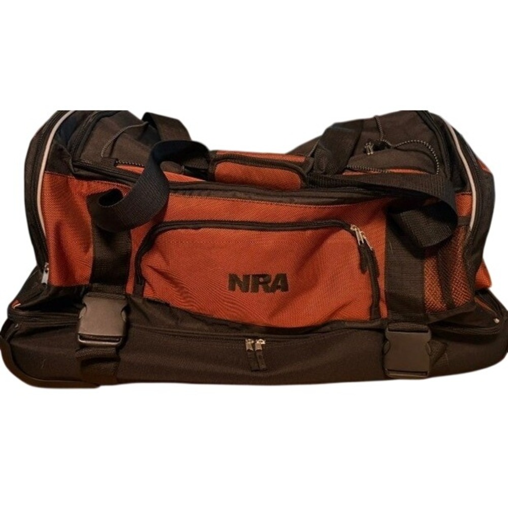 Coleman NRA Rolling Duffel Bag Black Orange Wheeled Travel Luggage Tactical